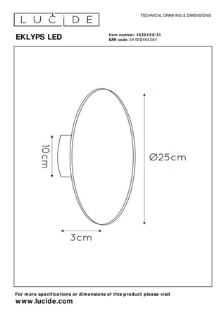Kinkiet Lucide EKLYPS biały 46201/08/31