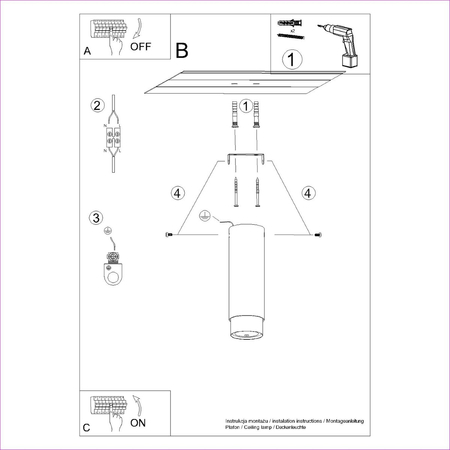 Sollux Lighting Plafon NERO 22,5 czarny/złoty SL.1411