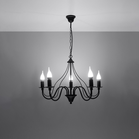 Sollux Lighting Żyrandol MINERWA 5 czarny SL.0218
