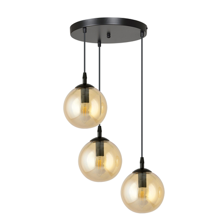 Lampa wisząca COSMO 3 BL PREMIUM MIODOWY Emibig 713/3PREM czarny/złoty