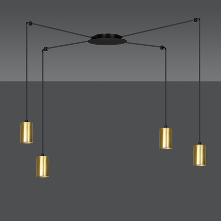 Lampa wisząca TRAKER 4 BL/GOLD Emibig 526/4 czarny/złoty