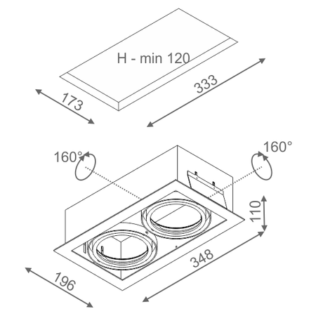 Oprawa podtynkowa AQform 35112-0000-U8-PH-12 SQUARES 111x2 230V Czarny struktura