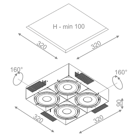 Lampa wpuszczana AQForm Squares 111 x 4 Sq Qrled Trimless Recessed Biały Struktura