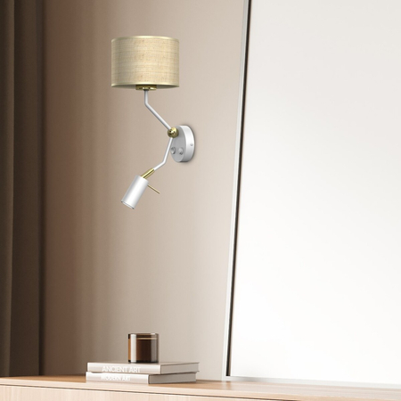 Milagro Kinkiet Marshall 1xE27 + 1x mini GU10 Biały / Rattan MLP7483 BIEL / RATTAN