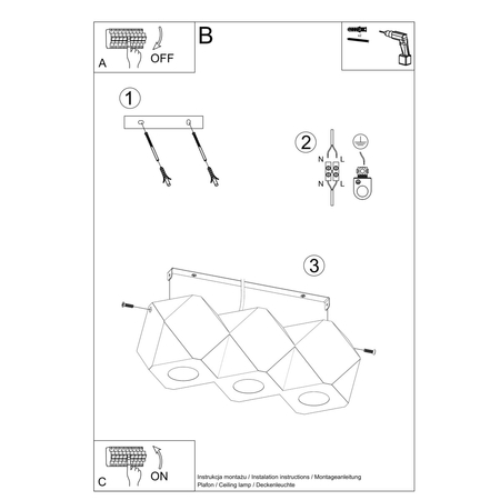 Sollux Lighting Plafon WOODY 3 naturalne drewno SL.1010