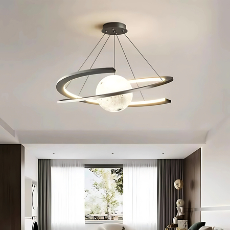 Lampa wisząca Abigali Moon w kształcie księżyca spiralna czarny