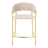 Krzesło barowe MARGO 65 beżowe - welur, podstawa złota