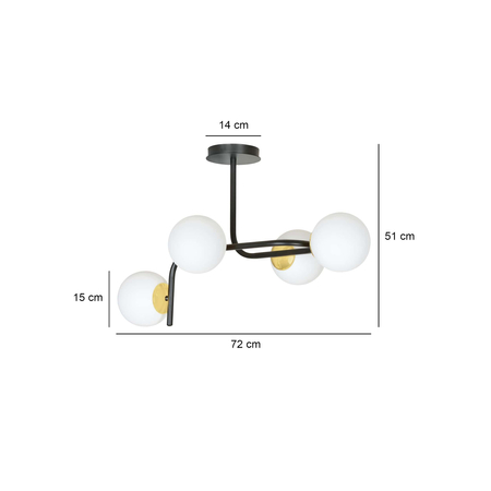 Lampa sufitowa RAGNAR 4A BLACK GOLD Emibig 1032/4A biały/czarny