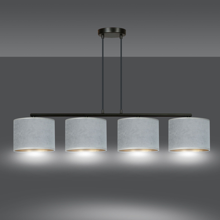 Lampa wisząca HILDE 4 BL GRAY Emibig 1050/4 czarny/chrom