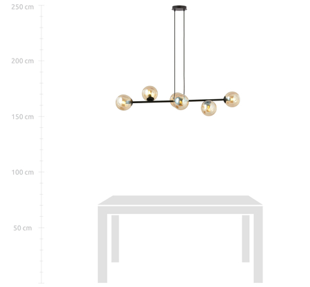 Lampa wisząca ROSSI 6 BL MIODOWY Emibig 876/6 czarny/złoty