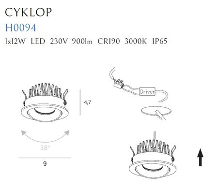 Oprawa wpuszczana Maxlight CYKLOP H0094 biały