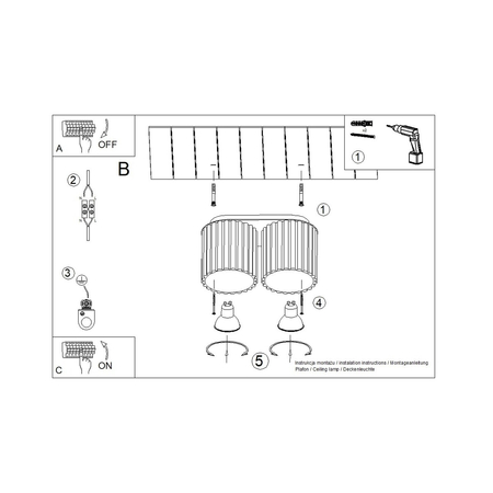 Sollux Lighting Plafon AURA 2 burgund GU10 SL.1820