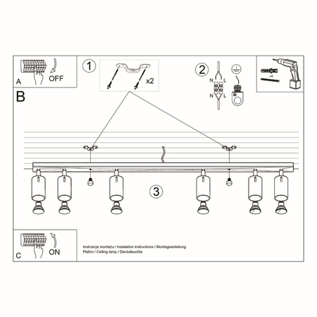 Sollux Lighting Plafon RING 6L czarny SL.0334