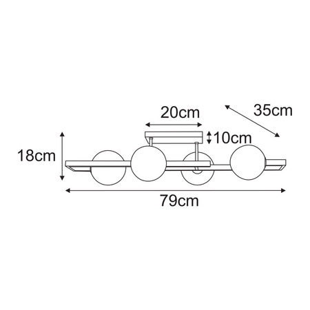 Lampa sufitowa Kaja EMIR K-5766 bursztynowy, czarny