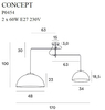 Lampa wisząca Maxlight CONCEPT P0454 złoty