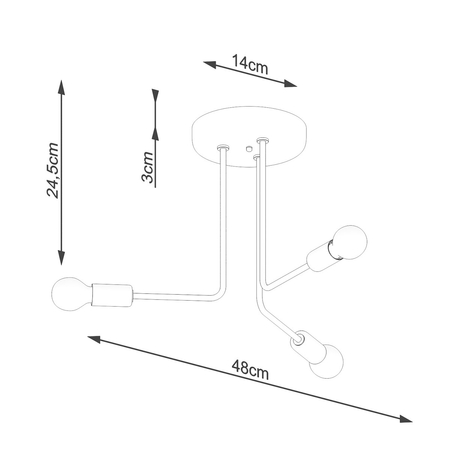 Sollux Lighting Żyrandol NORAH 3 czarny SL.1450