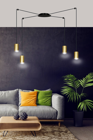 Lampa wisząca TRAKER 4 BL/GOLD Emibig 526/4 czarny/złoty