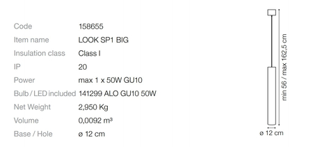 Lampa wisząca IdealLux 158723 Look SP1 BIG Nero