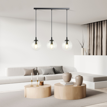 Lampa wisząca COSMO 3 BL TRANSPARENT Emibig 711/3 czarny