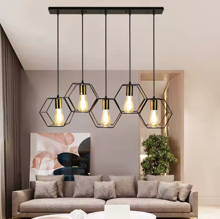 Lampa wisząca Abigali Honey LWH-5XE27, czarny 5xE27
