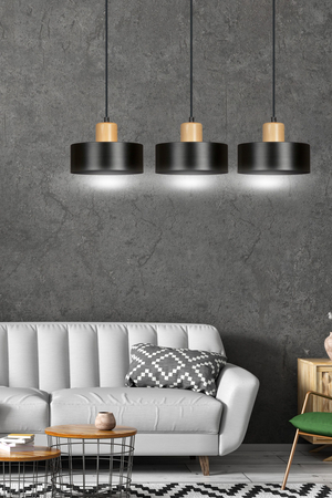 Lampa wisząca TORIN 3 BLACK Emibig 1046/3 czarny