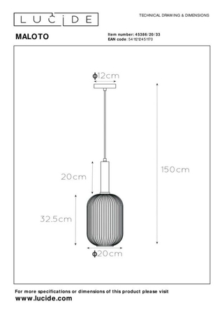 Lampa wisząca Lucide MALOTO 45386/20/33 zielony