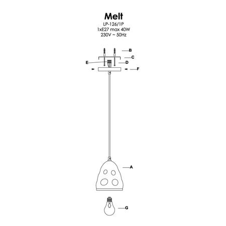 Light Prestige Lampa wisząca Melt 1xE27 LP-126/1P
