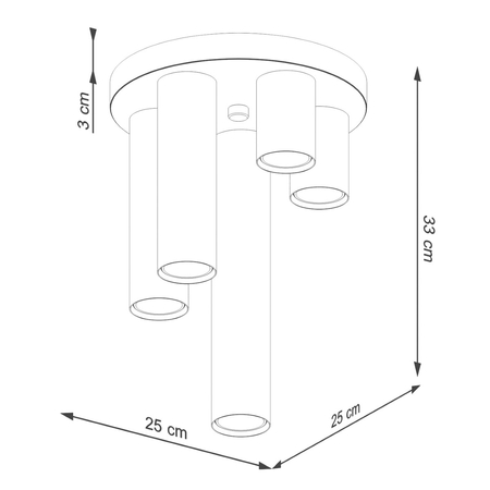 Sollux Lighting Plafon LAGOS 5P czarny SL.1467