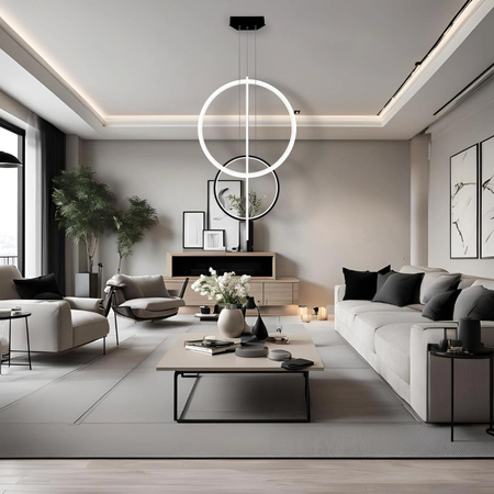 Lampa wisząca Linea No.5 60/40cm czarno biała 3k