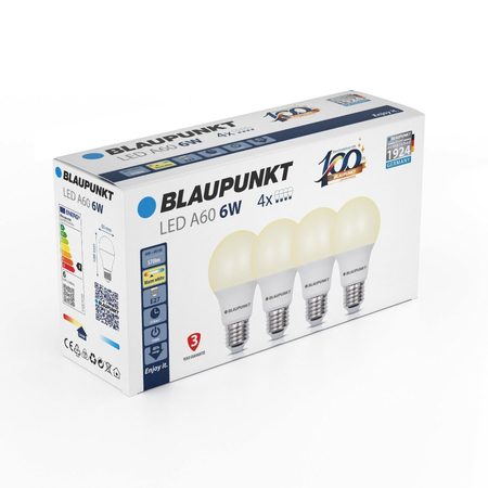 Zestaw 4 sztuk - Blaupunkt Żarówki LED E27 6W WW 