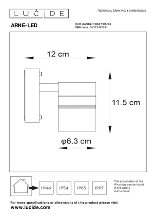 Lampa zewnętrzna Lucide ARNE-LED czarny 14867/05/30