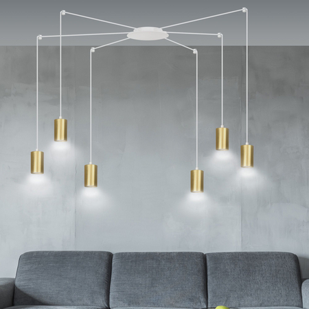 Lampa wisząca TRAKER 6 WH/GOLD Emibig 527/6 biały/złoty