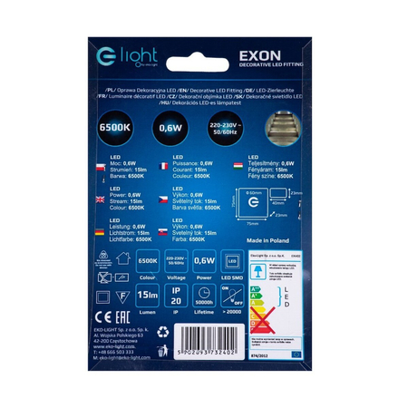 Eko-Light Oprawa schodowa EXON Barwa Zimna 6500K EKS3829 BIAŁY / SREBRNY