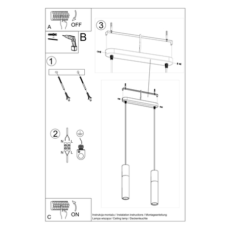 Sollux Lighting Lampa wisząca BORGIO 2 czarny SL.0651
