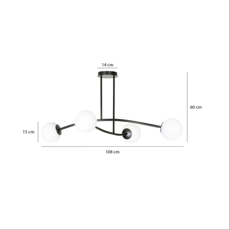 Lampa sufitowa HALLDOR 4 BLACK Emibig 1024/4 biały/czarny