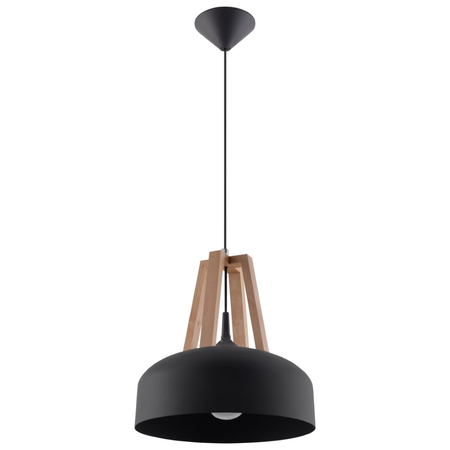 Sollux Lighting Lampa wisząca CASCO czarna/naturalne drewno SL.0390