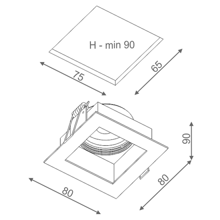 Lampa wpuszczana AQForm Minisquare x 1 Recessed Biały Struktura