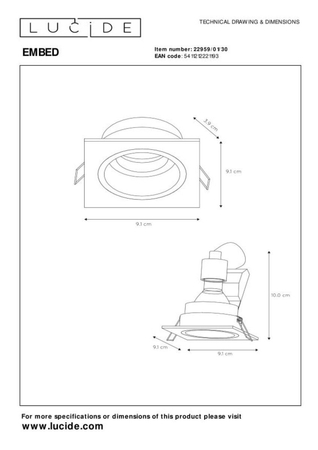 Oczko Lucide EMBED czarny 22959/01/30