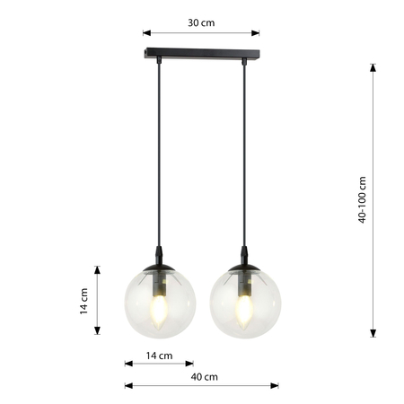 Lampa wisząca COSMO 2 BL TRANSPARENT Emibig 711/2 czarny