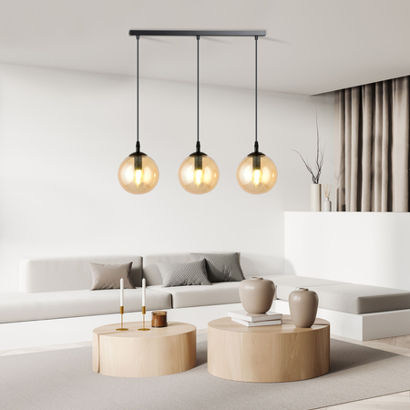Lampa wisząca COSMO 3 BL MIODOWY Emibig 713/3 czarny/złoty