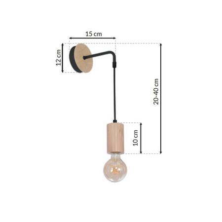 Milagro Kinkiet LINES 1xE27 MLP8824 Naturalne drewno