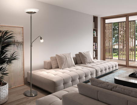 Lampa podłogowa SARA chrom matowy 2xE27 +1xE14