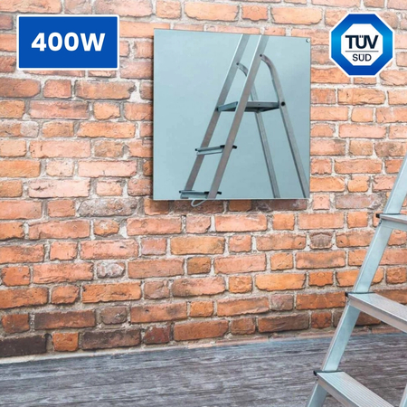 Lustrzany panel grzewczy na podczerwień 60x60cm 400W - 5 lat gwarancji - 8 - 10m2 Greenie