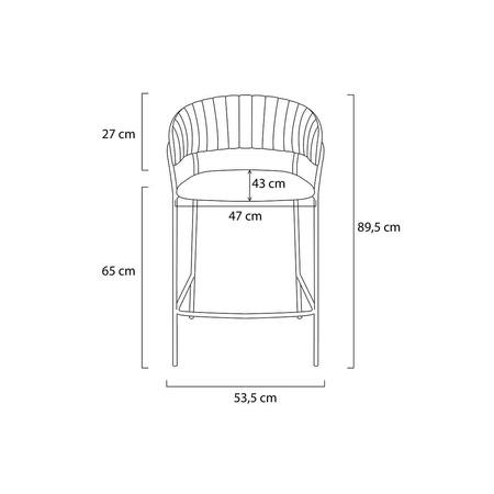 Krzesło barowe MARGO 65 czarne - welur, podstawa złota