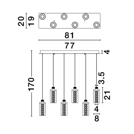 Lampa wisząca Luces Exclusivas LE44219 czarny, srebrny i odcienie srebra