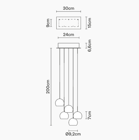 Lampa wisząca Fabbian F32A2700 Multispot Beluga-Rosone 300x150 5L.