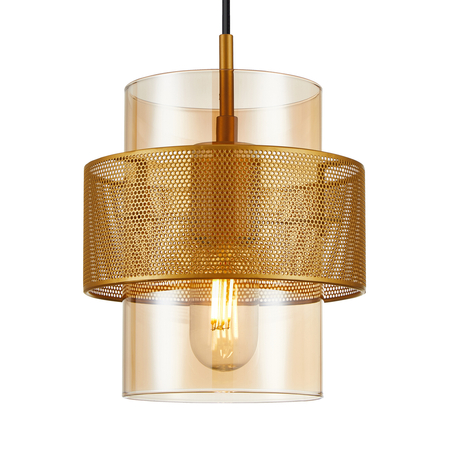 Lampa wisząca Italux PND-22132-1S-GD-AMB Złoty, bursztynowy