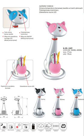 Lampka K-BL-1605 KOTEK różowa