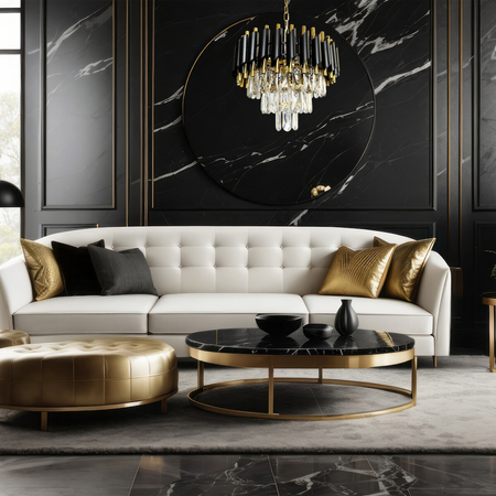 Milagro Żyrandol CRISTAL 5xE14 ML1634 CZARNY + ZŁOTY