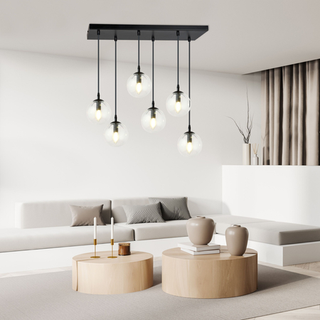 Lampa wisząca COSMO 6 BL TRANSPARENT Emibig 711/6 czarny